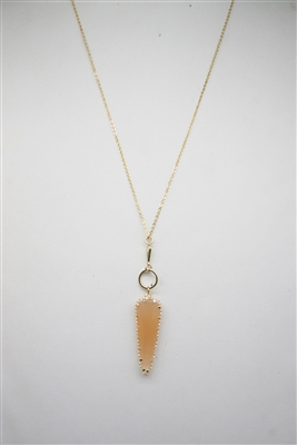Pink Agate Arrowhead on Gold 20" Necklace