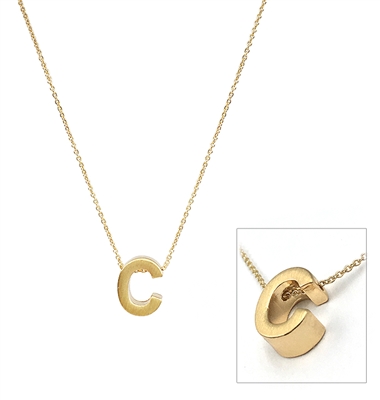 Matte Gold "C" Inital 16"-18" Necklace, Very Popular!