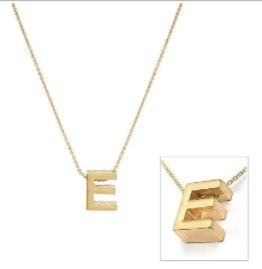 Matte Gold "E" Inital 16"-18" Necklace, Very Popular!