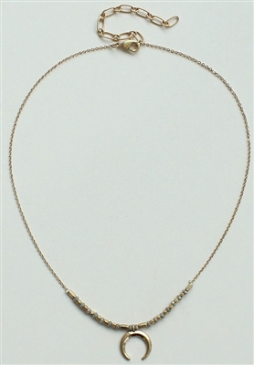 Gold Chain with Grey Crystals and Gold Cresent 17"-20" Necklace