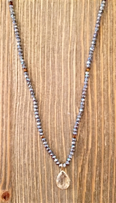 Hemitite Crystal 16"-18" Necklace with Teardrop Stone