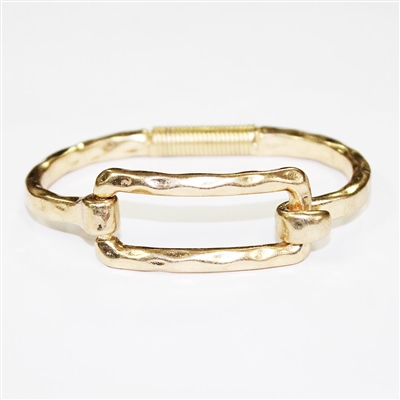 Shiny Gold Rectangle Hinged Bracelet