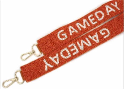 Orange and White Game Day Crystal Purse Strap