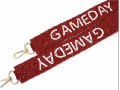 Red and White Game Day Crystal Purse Strap