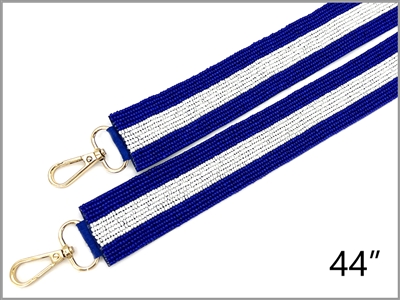 Blue and white Striped Beaded Purse Strap, Game Day