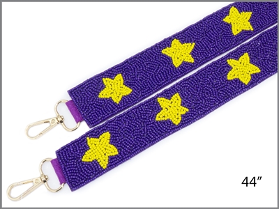 Purple and Yellow Star Beaded Purse Strap, Game Day