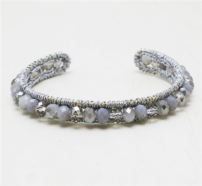 Grey Crystal Woven Cuff Bracelet