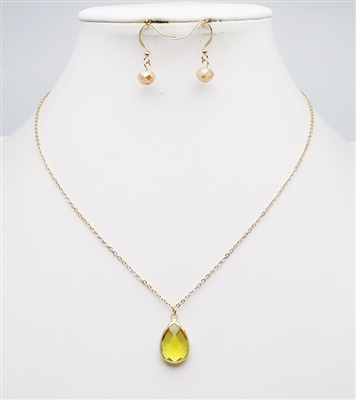 Champagne Teardrop on Gold Chain 16"-18" Necklace