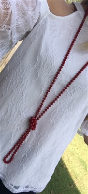Red 60" Crystal Knotted Necklace