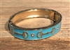 Blue Enamel with Gold Horseshoe Bangle Bracelet