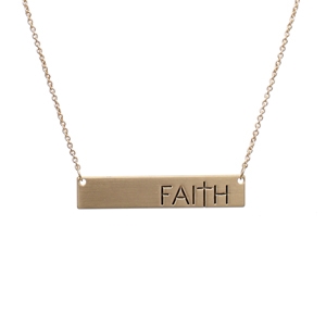 Gold "Faith" Bar 16" Necklace
