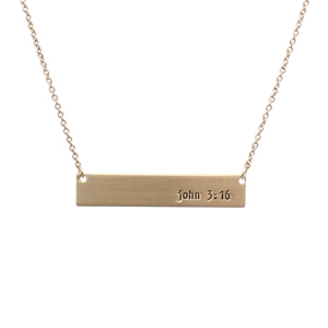 Gold "John 3:16" Bar 16"-18" Necklace