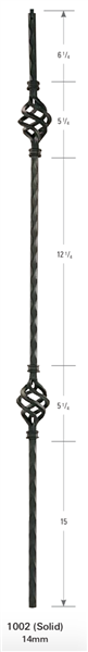 Milan Collection - 1002: 44" Edge Hammered Double Basket Baluster  | Stair Part Pros