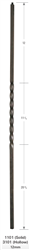 Crown Heritage Stair Parts 1101: 44" Solid Single Twist Baluster  | Stair Part Pros