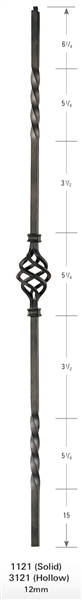 Palermo 1121: 44" Solid Double Twist Baluster w/ Single Basket  | Stair Part Pros