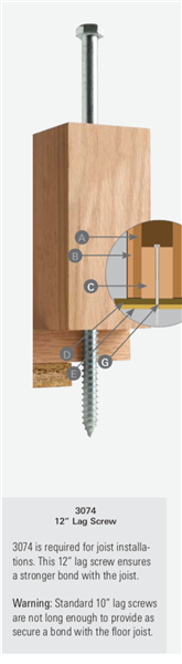 Stair Hardware, Mounting Kits & Accessories - 3074: 12" Lag Screw | Stair Part Pros