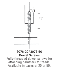 Stair Hardware, Mounting Kits & Accessories - 3076: Dowel Screws | Stair Part Pros