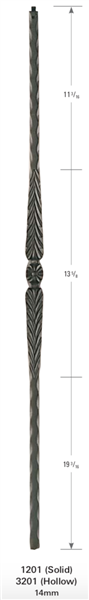 Roma Collection Stair Parts - 3201: 44" Hollow Feather Baluster  | Stair Part Pros
