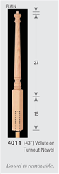 Wood Baluster & Newel Stair Parts 4011: Volute/Turnout Newel | Stair Part Pros