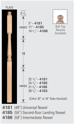 Wood Baluster & Newel Parts 4181: Universal Post-to-Post Newel | Stair Part Pros