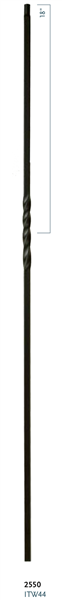 Iron Stair Baluster Parts - C2550: 44" Single Twist Baluster  | Stair Part Pros