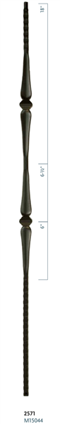 Stair Baluster Parts - C2571: 44" Double Knuckle w/ Spoons Baluster  | Stair Part Pros