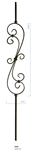 Iron Stair Baluster Parts - C2581: 44" Skinny Scroll Baluster  | Stair Part Pros