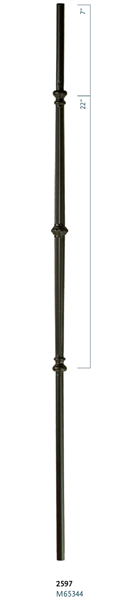 C2597: 44" Venetian Fluted Bar w/ Knuckle Iron Stair Baluster | Stair Part Pros