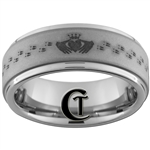 8mm 1-Step Pipe Tungsten Carbide with a Diamond Matte Finish and Lasered Claddagh Deer Tracks Design