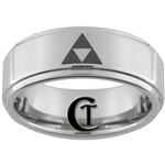 8mm 1-Step Pipe Satin Finish Tungsten Legend of Zelda Triforce Designed Ring