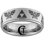 8mm 1-Step Pipe Tungsten Legend of Zelda Skyward Sword Triforce Designed Satin Center Ring