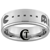 8mm One-Step Pipe Satin Finish PAC-MAN Design Tungsten Carbide Ring.