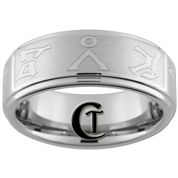 8mm Pipe One-Step Satin Finish Tungsten Stargate Gate Address Ring