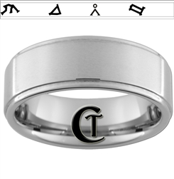 8mm Pipe One-Step Satin Finish Tungsten Stargate Ring.