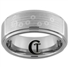 8mm 1-Step Pipe Satin Center Tungsten Custom Zelda Song of Storms Designed Ring