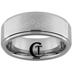 8mm 1-Step Pipe Satin Center Tungsten Custom Zelda Ocarina Saria's Song Ring Design.