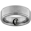 8mm Pipe Tungsten Legend of Zelda Hylian Crest 8-Bit Hearts Design Satin Center Ring