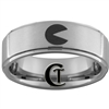 8mm One Step Pipe Satin Finish Tungsten Carbide PAC-MAN design.