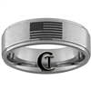 8mm One Step Pipe Stone Finish Tungsten Carbide Flag Ring Design.