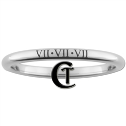 2mm Dome Tungsten Roman Numerals Design Ring.