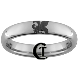 4mm Dome Tungsten Carbide Fleur De Lis Design Ring.