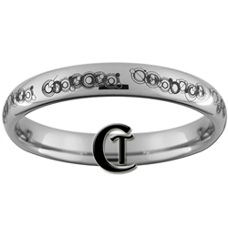 4mm Dome Tungsten Carbide Doctor Who Gallifreyan Design Ring.