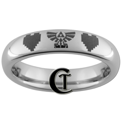 4mm Dome Tungsten Carbide Legend of Zelda 8-Bit Hearts Skyward Sword Design Ring.