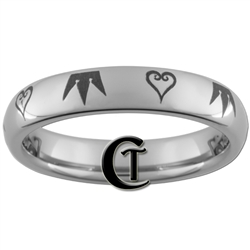 4mm Dome Tungsten Carbide Kingdom Hearts & Crown Design Ring.