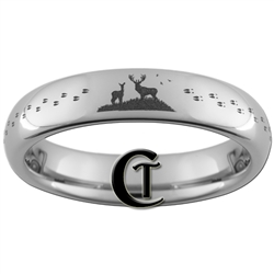 4mm Dome Tungsten Carbide Deer Hunting & Tracks Design Ring.