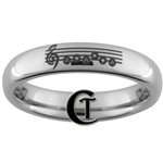 4mm Dome Tungsten Carbide  Zelda Ocarina Requiem of Spirit Design Ring.