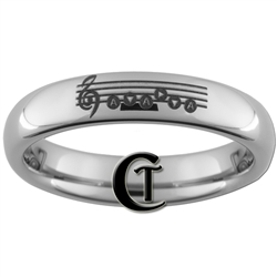 4mm Dome Tungsten Carbide  Zelda Ocarina Requiem of Spirit Design Ring.