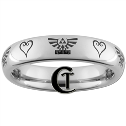 4mm Domed Tungsten Legend of Zelda Skyward Sword  Kingdom Hearts Design Ring.