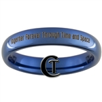 4mm Blue Dome Tungsten Carbide  Doctor Who Design With Custom Quote On Back Design.