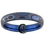 4mm Blue Dome Tungsten Carbide Doctor Who Gallifreyan Design.